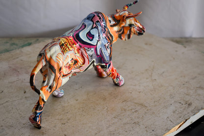 Charging Bull, Modern Pop Art Style Resin Statue 12" x 4" x 8"H