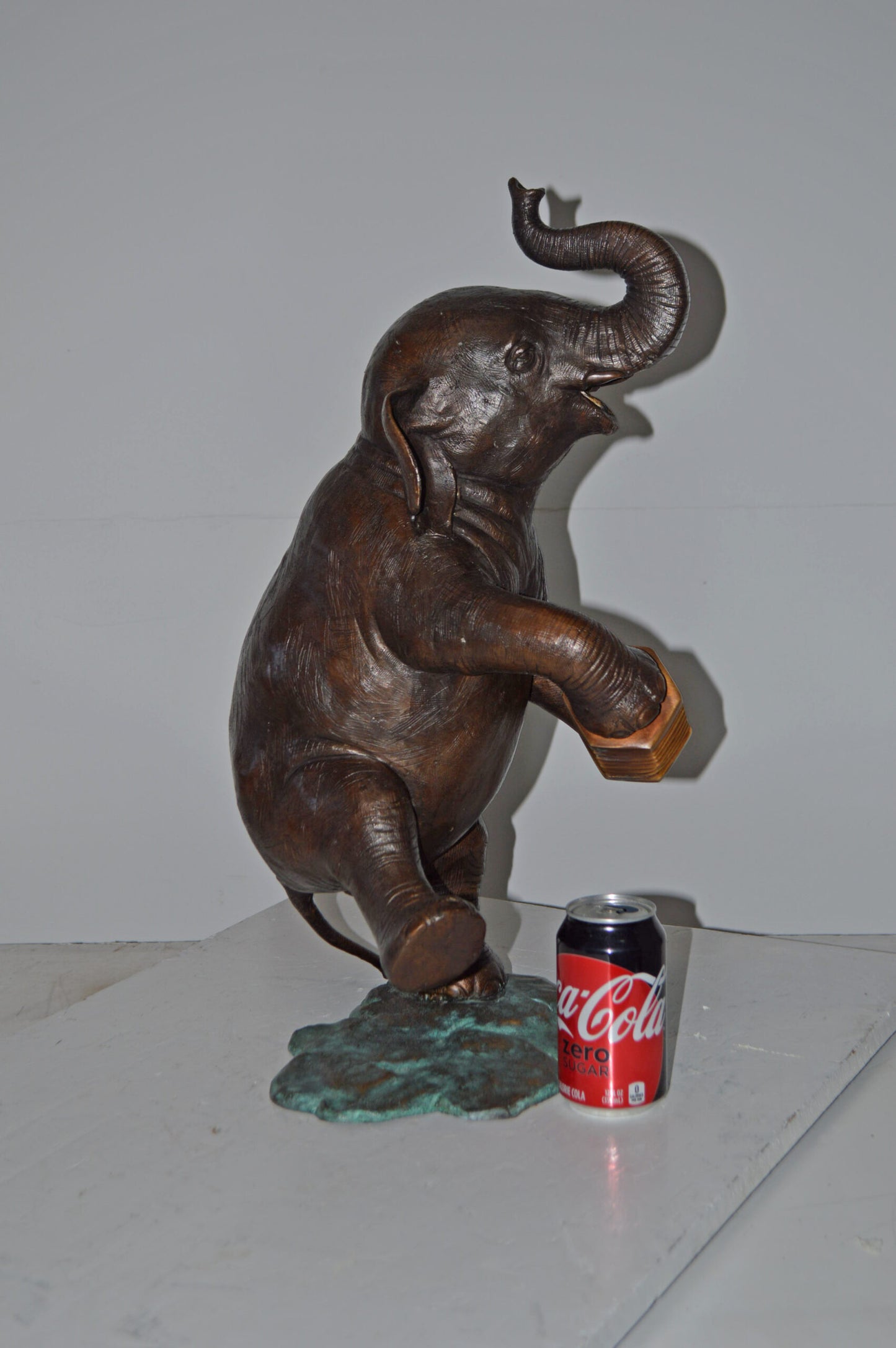 Circus Elephant Dance and Play the Accordion Bronze Statue - 13" x 11" x 22"H