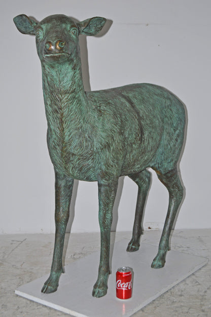 Pair of life size deer bronze statue with Green Patina - Size: 17" x 44" x 52"H.