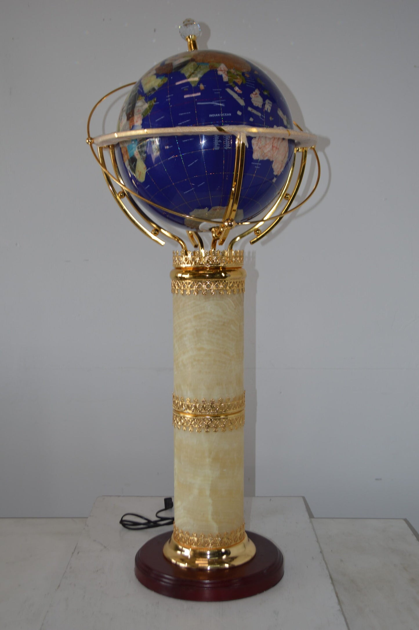 Illuminated Blue - World Globe Rotated by motor - Size: 19" x 19" x 42"H