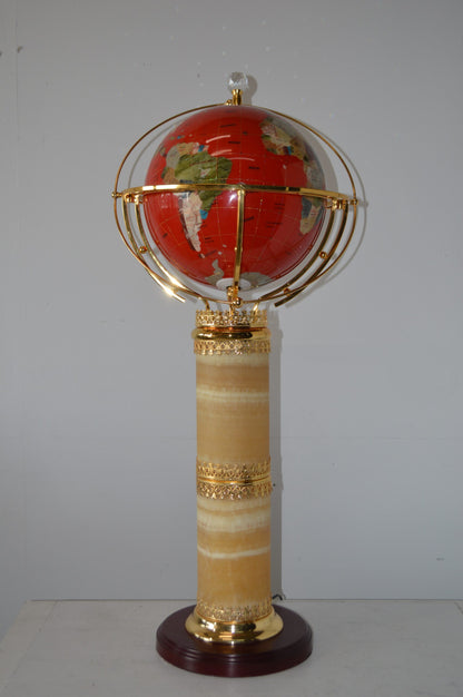 Illuminated Red - World Globe Rotated by a Motor - Size: 19"L x 19"W x 42"H.