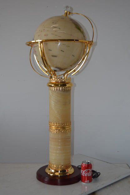 Illuminated White - World Globe Rotated by a Motor - Size: 19"L x 19"W x 42"H.