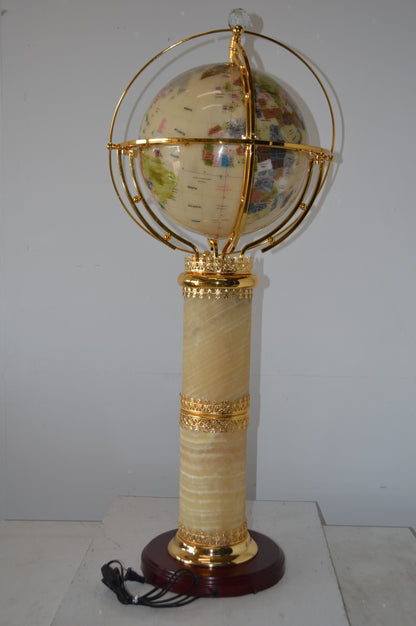 Illuminated White - World Globe Rotated by a Motor - Size: 19"L x 19"W x 42"H.