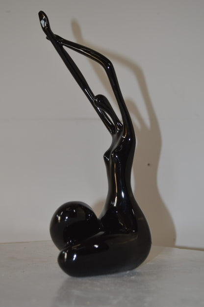 Modern Art Dancer in Action black Resin Statue - Size: 4"L x 6"W x 13"H.