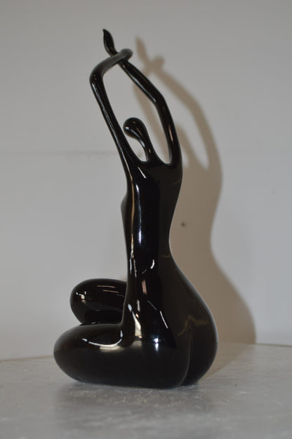 Modern Art Dancer in Action black Resin Statue - Size: 4"L x 6"W x 13"H.
