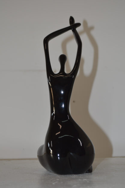 Modern Art Dancer in Action black Resin Statue - Size: 4"L x 6"W x 13"H.