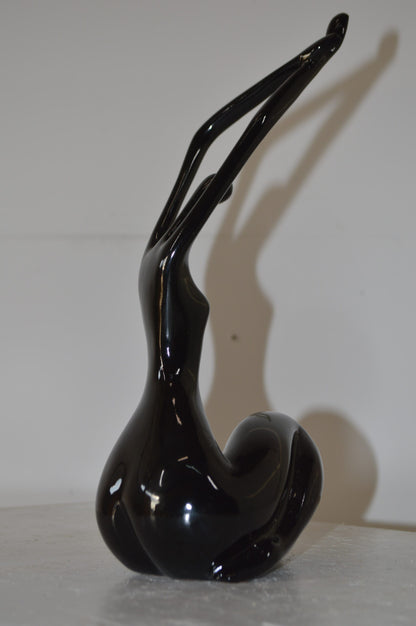 Modern Art Dancer in Action black Resin Statue - Size: 4"L x 6"W x 13"H.
