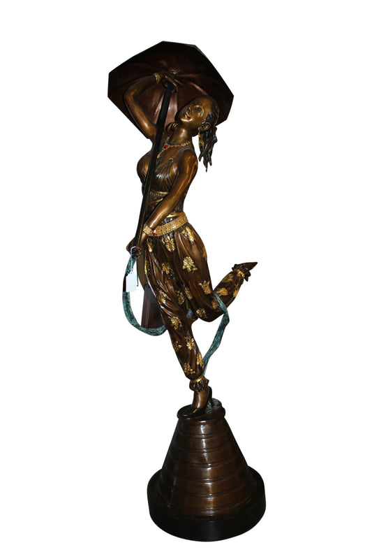 Dancer with umbrella - large Bronze Statue -  Size: 24"L x 42"W x 88"H. 