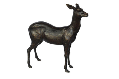 Doe - baby deer bronze statue -  Size: 30"L x 8"W x 30"H.