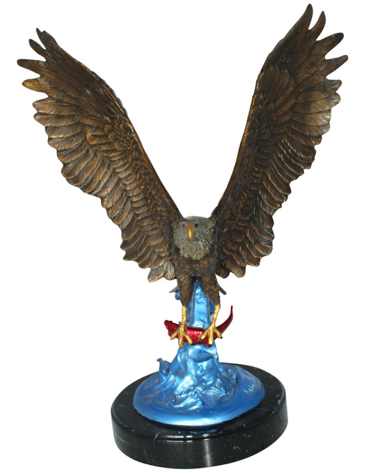 Eagle Catching his Prey Bronze Statue -  Size: 17"L x 20"W x 25"H. 