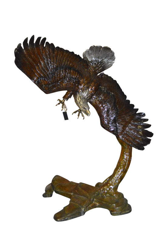 Eagle Flying To The Right Bronze Statue  -  Size: 22"L x 63"W x 67"H. 
