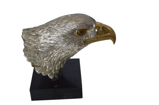 Eagle head Silver Finish - Bronze Statue -  Size: 10"L x 6"W x 8.5"H. 