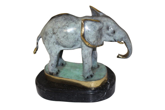 Elephant Bronze Statue -  Size: 11"L x 8"W x 10"H. 