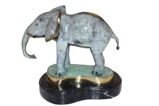 Elephant Bronze Statue -  Size: 11"L x 8"W x 10"H. 