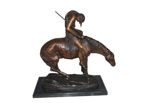 End of the Trail by James Fraser Bronze Statue -  Size: 9"L x 21"W x 21"H. 