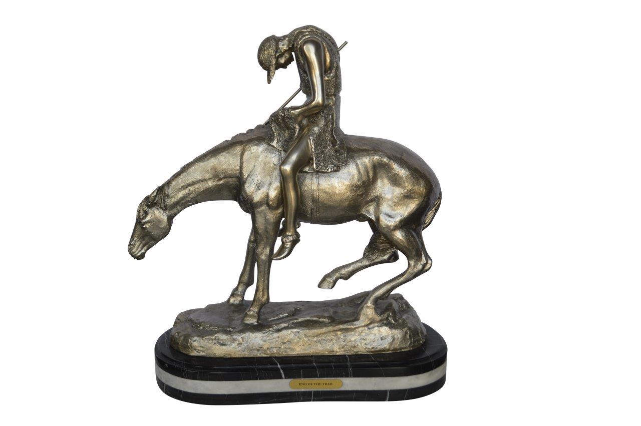 End of the Trail silver finish-James Fraser statue -  Size: 19"L x 9"W x 22"H.