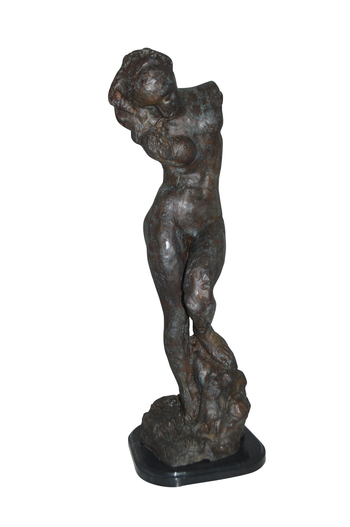 Eve Replica by Rodin Bronze Statue -  Size: 10"L x 10"W x 32"H.