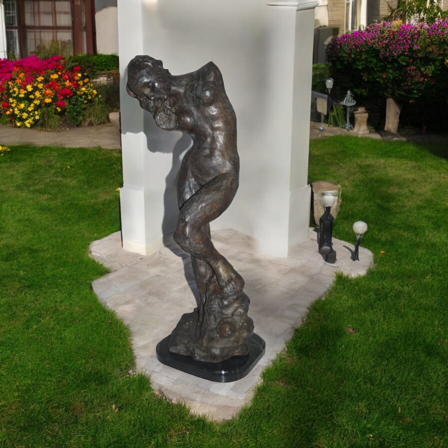 Eve Replica by Rodin Bronze Statue -  Size: 10"L x 10"W x 32"H.
