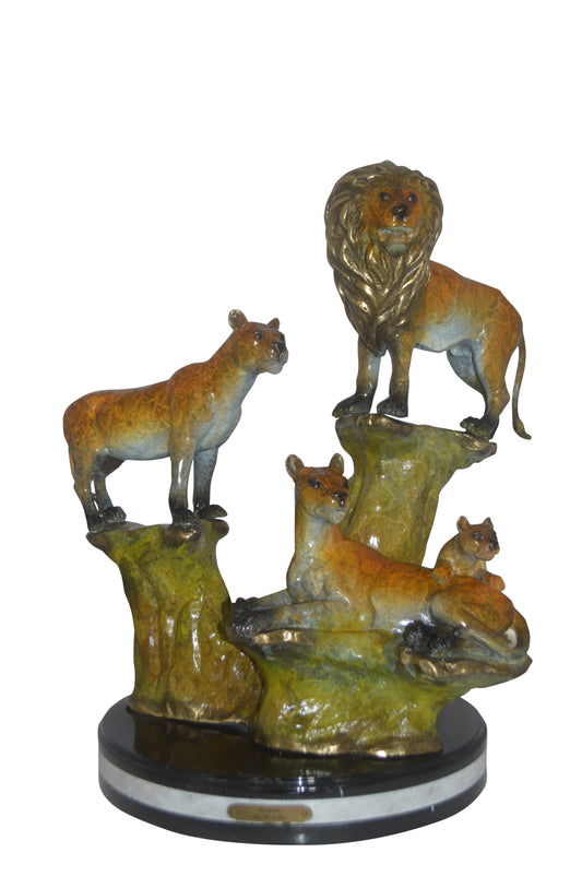 Family of Lions Bronze Statue - Lion King -  Size: 21"L x 22"W x 28"H.