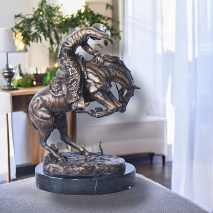 Frederic Remington replica Rattlesnake bronze statue -  Size: 9"L x 6"W x 13"H.