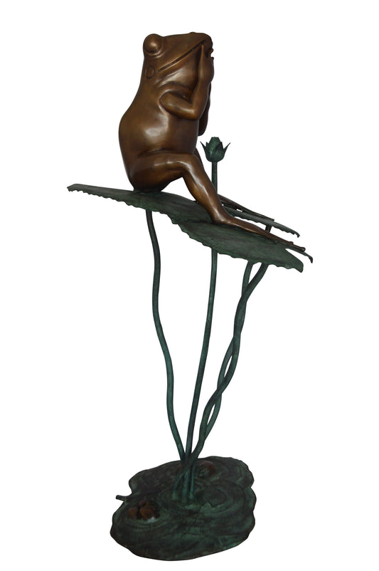Frog on Lotus Bronze fountain Statue -  Size: 22"L x 20"W x 44"H. 