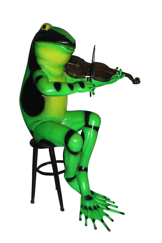 Frog plays violin Bronze Statue -  Size: 22"L x 17"W x 26"H. 