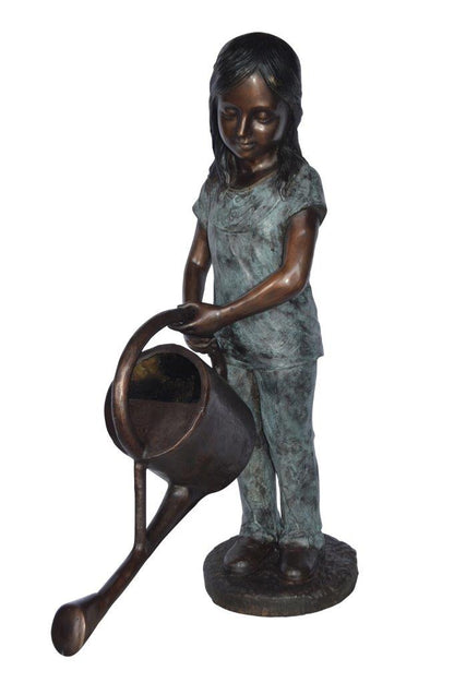 Girl gardening bronze statue - fountain -  Size: 27"L x 14"W x 41"H.