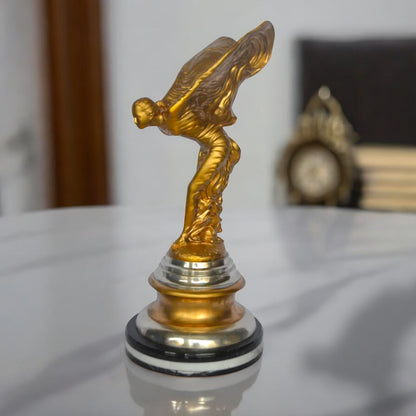 Gold and Silver Rolls Royce Bronze Statue - Size: 14"L x 14"W x 32"H.