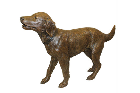 Golden retriever dog standing - Bronze Statue -  Size: 44"L x 10"W x 27"H. 