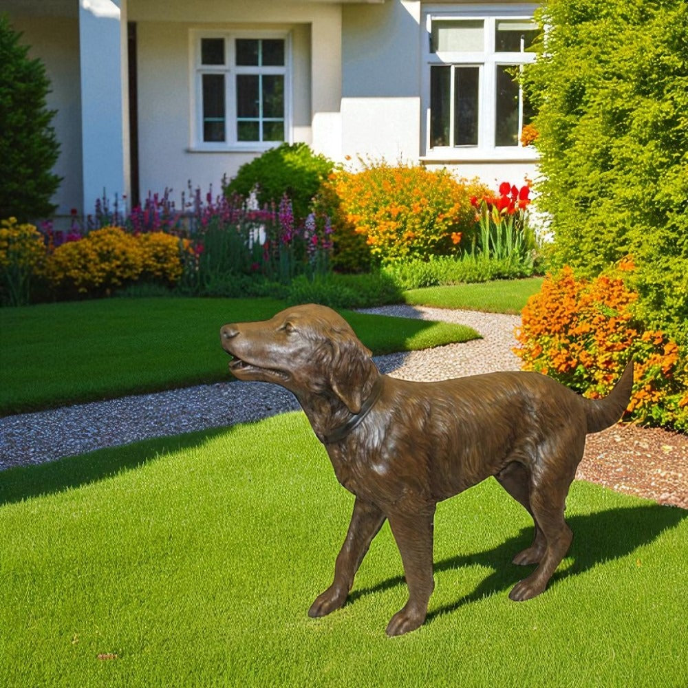 Golden Retriever Dog Standing - Bronze Statue