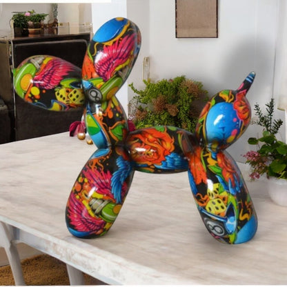 Graffiti balloon dog Resin statue - Size: 9"L x 4"W x 7"H.
