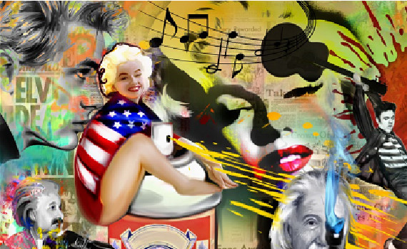 Hard Rock Music Painting by Rudinsky - Mixed Media -  Size: 48"L x 72"W x 2"H.