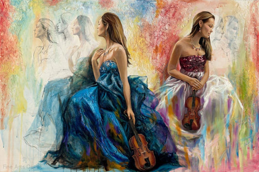 Musical Harmoney by Mccormick - Embellished Giclee -  Size: 36"L x 48"W x 2"H.
