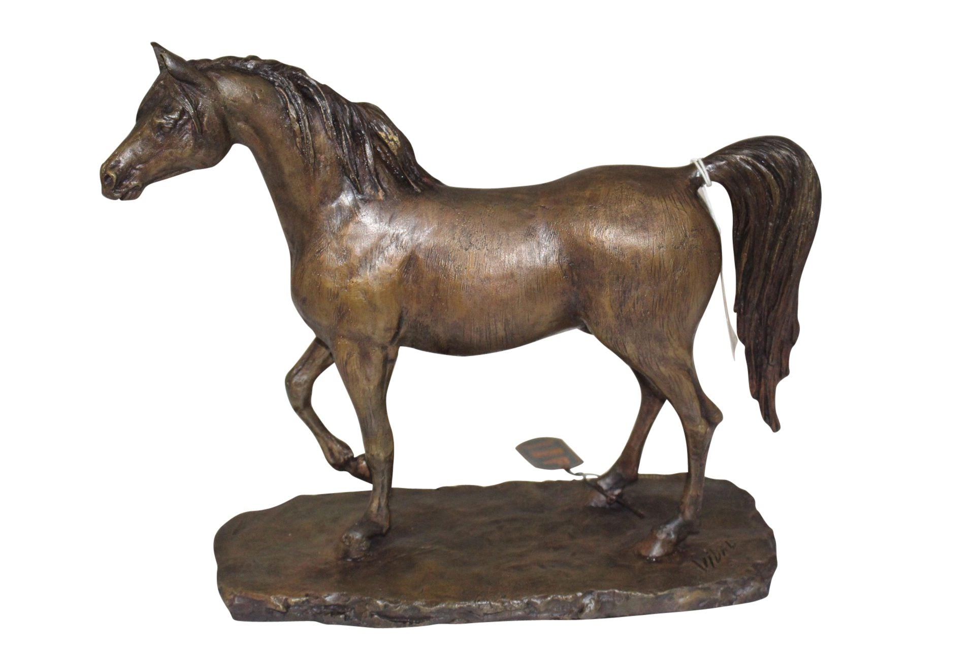 Horse Bronze Statue by Vidal -  Size: 15"L x 5.5"W x 14"H. 