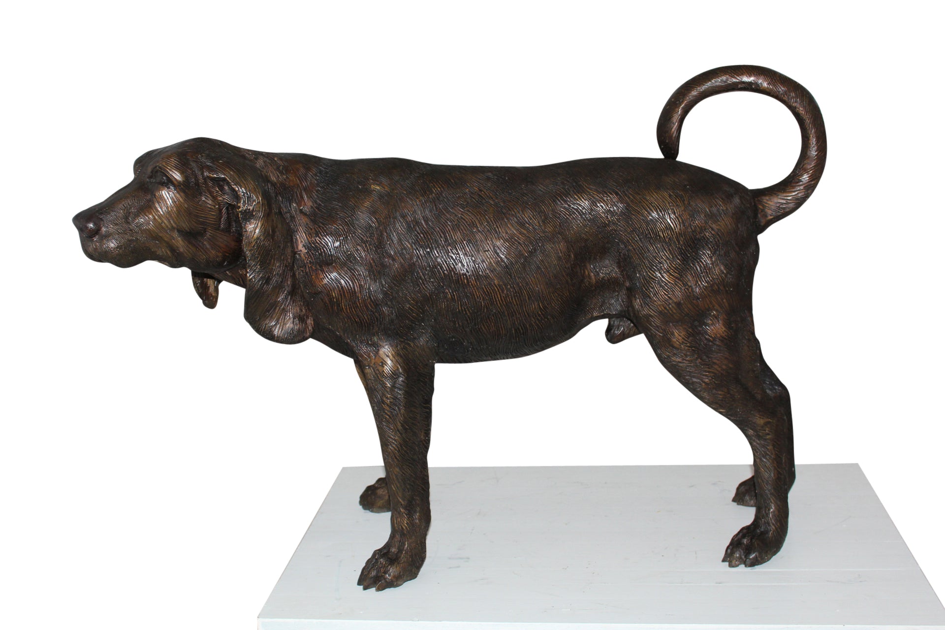 Hound dog Bronze Statue -  Size: 38"L x 12"W x 26"H. 