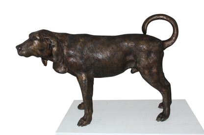 Hound dog Bronze Statue -  Size: 38"L x 12"W x 26"H. 
