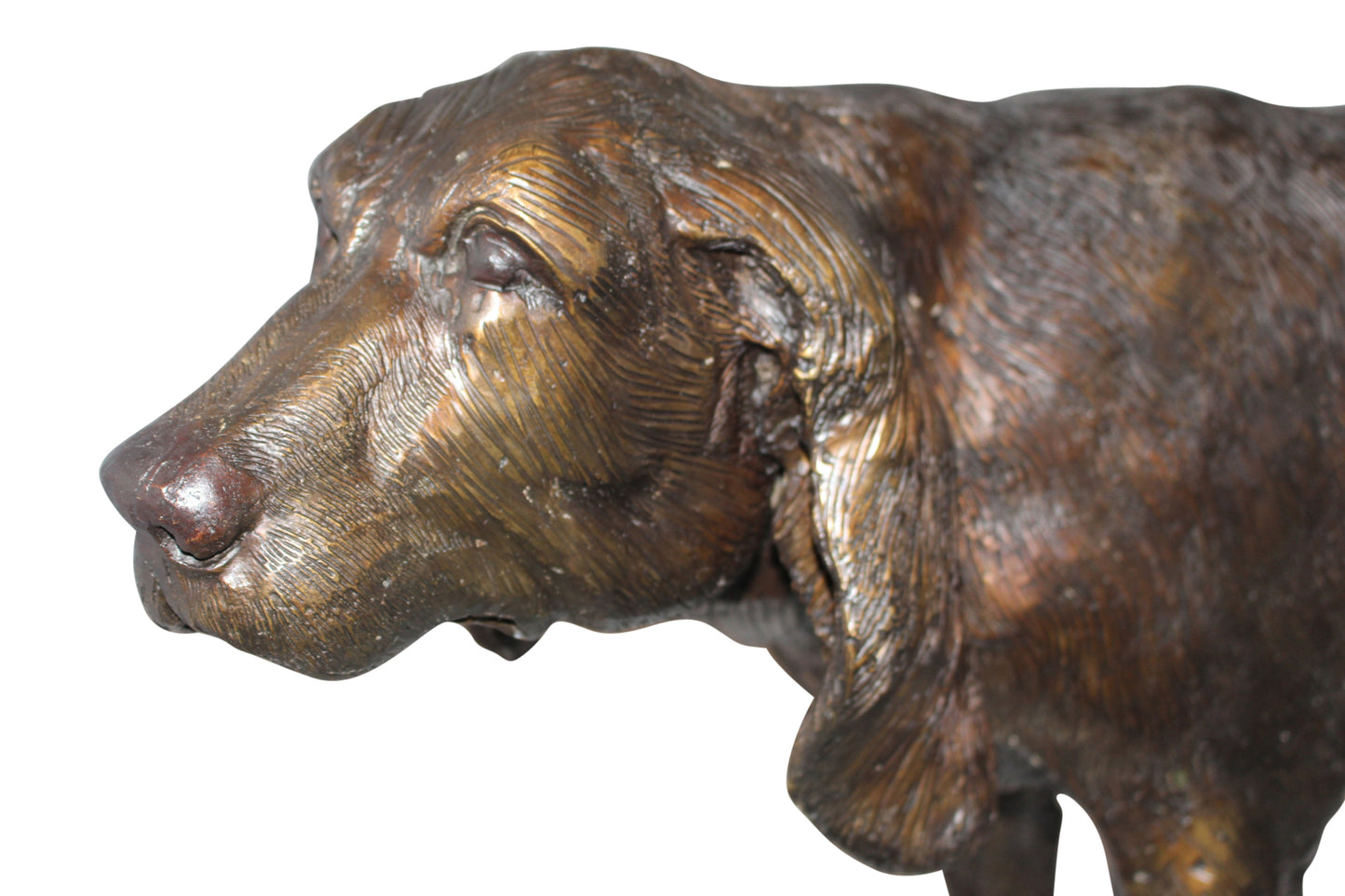 Hound dog Bronze Statue -  Size: 38"L x 12"W x 26"H. 