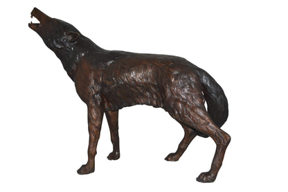 Howling Wolf Bronze Statue -  Size: 40"L x 10"W x 32"H.