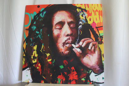 Oversized Bob Marley Eclectic Pop Art Stretched Canvas Ready to Hange 43 x 43
