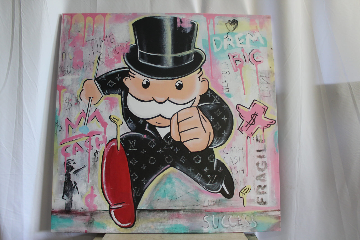 Giant Monopoly Man Pop Art Painting Ready to Hang Stretched Canvas 56 x 56