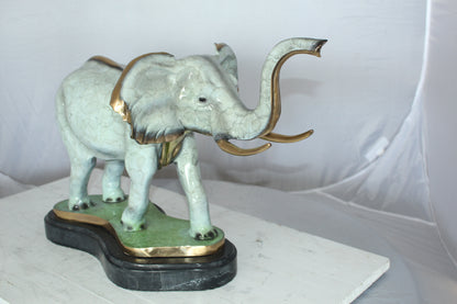 Elephant Medium Bronze Statue -  Size: 26"L x 8"W x 17"H. 