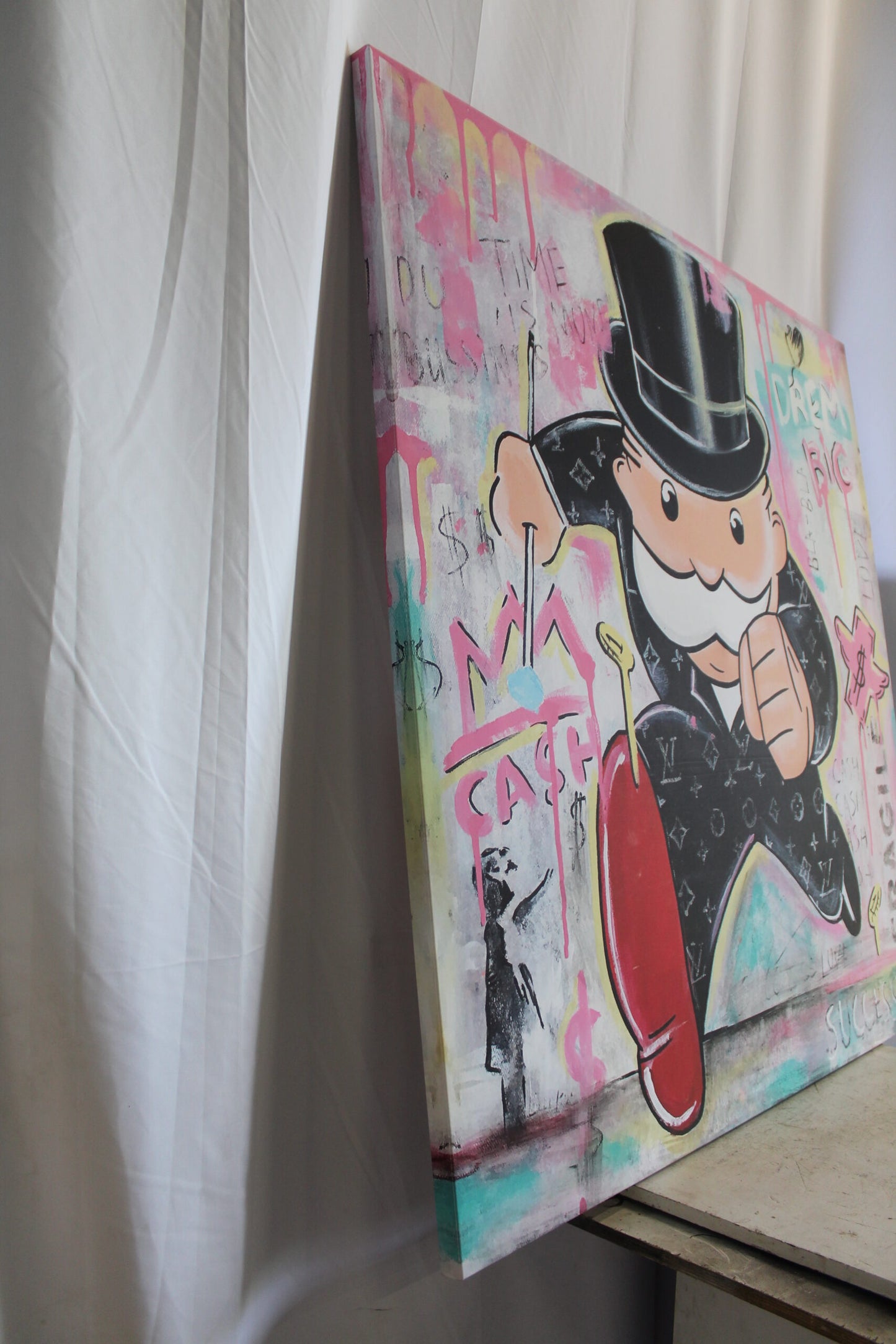 Giant Monopoly Man Pop Art Painting Ready to Hang Stretched Canvas 56 x 56