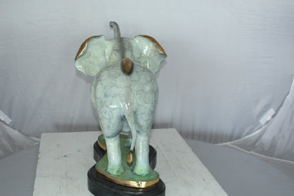 Elephant Medium Bronze Statue -  Size: 26"L x 8"W x 17"H. 