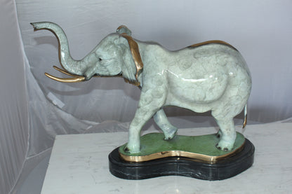 Elephant Medium Bronze Statue -  Size: 26"L x 8"W x 17"H. 