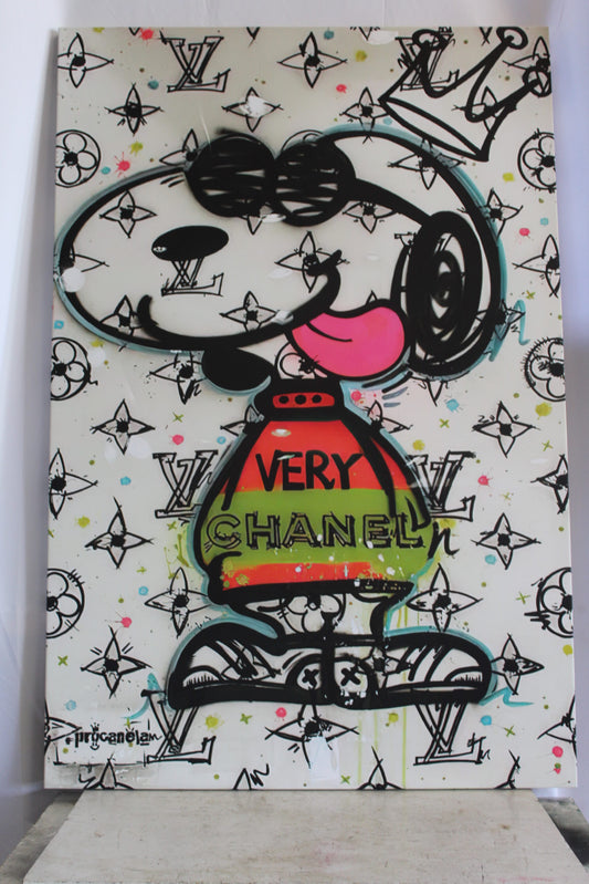 Snoopy in Louis Vuitton Design Oversized Framed Painting on Canvas 60 x 39