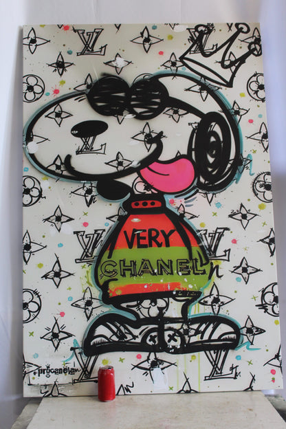 Snoopy in Louis Vuitton Design Oversized Framed Painting on Canvas 60 x 39