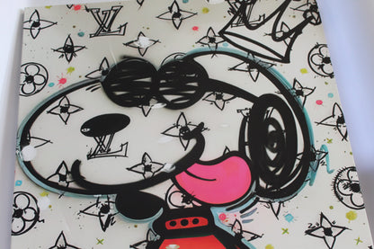 Snoopy in Louis Vuitton Design Oversized Framed Painting on Canvas 60 x 39