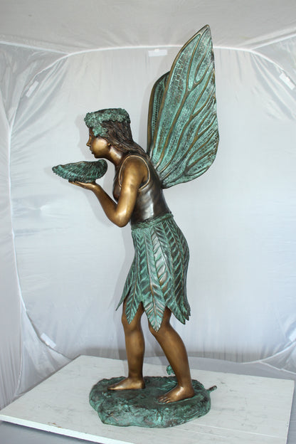 Angel holding a shell Bronze Statue - Fountain -  Size: 18"L x 12"W x 43"H. 