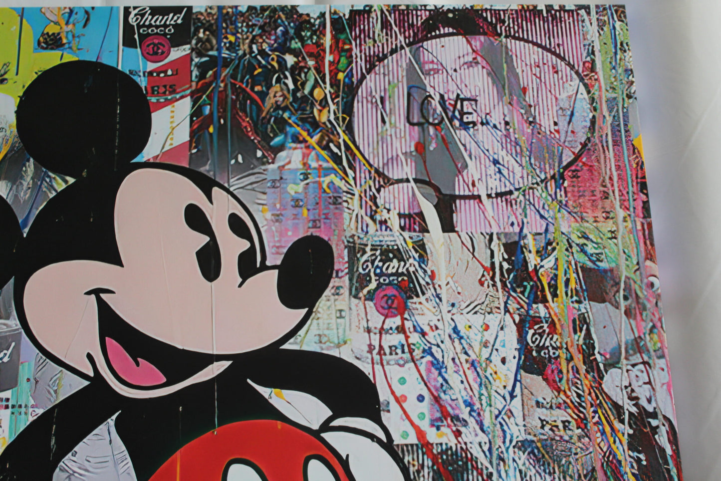Oversized Framed Mickey Mouse on Eclectic Modern Backdrop Canvas 55 x 55