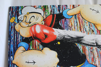 Muhammad Ali and Popeye Boxing Modern Canvas Framed Ready to Hang 66 x 43